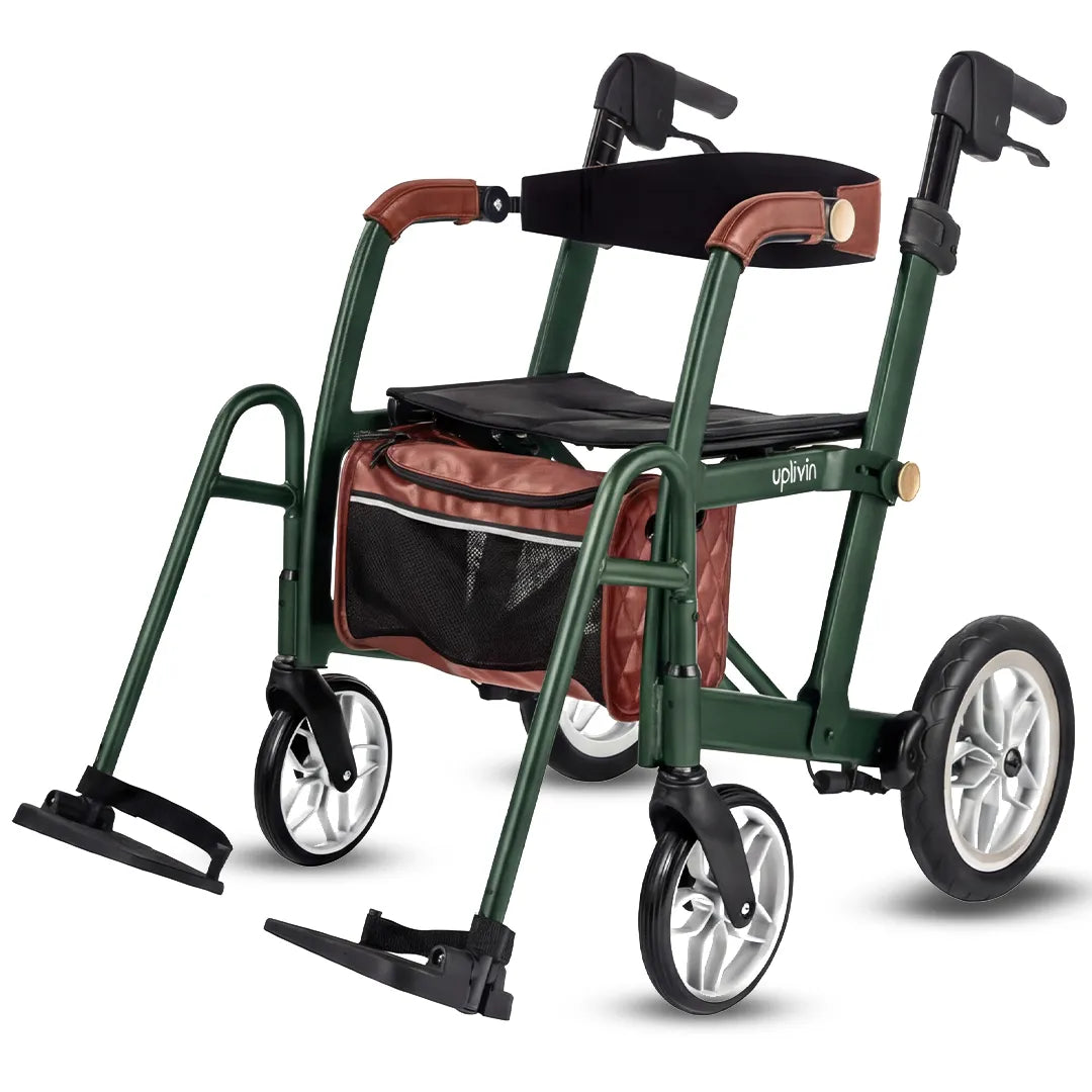 Andador para ancianos con sistema de frenado progresivo y bloqueo para sentarse de forma segura en el asiento de 50 cm de altura dortomedical
