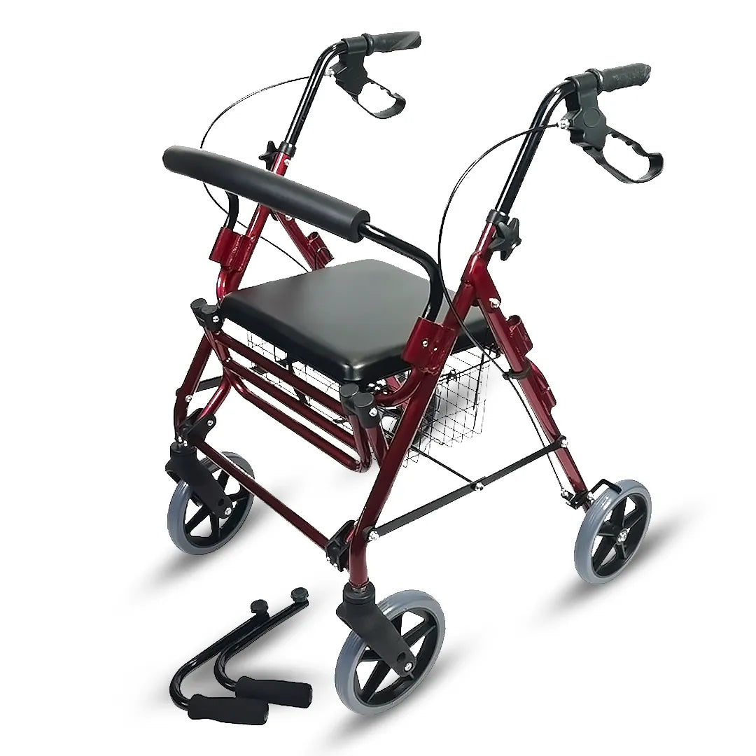 Andador convertible en silla de ruedas ligera con reposapiés abatible dortomedical