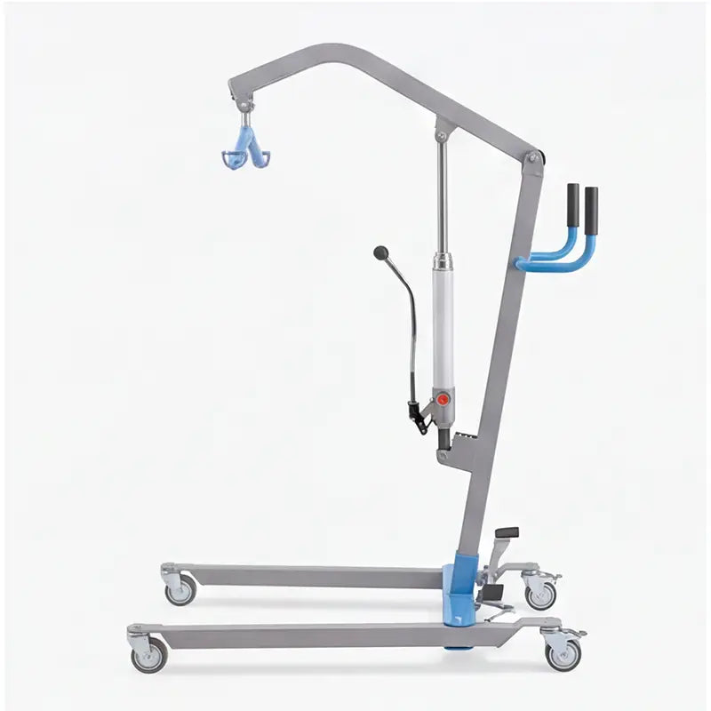Grúa de traslado domiciliario con ruedas con freno para control total en la maniobra dortomedical