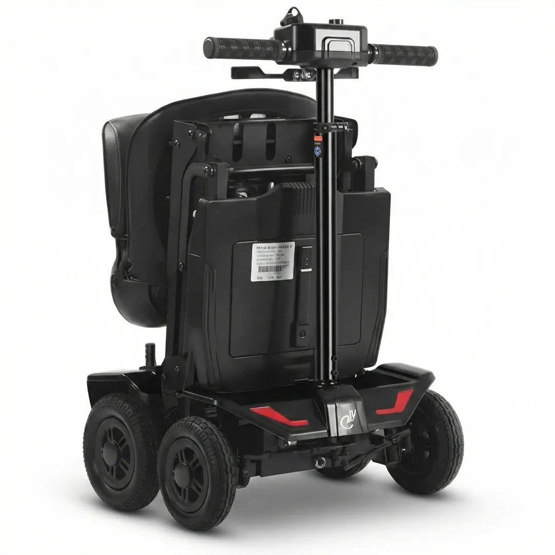 Vista plegada del scooter eléctrico con autonomía hasta 18 km dortomedical
