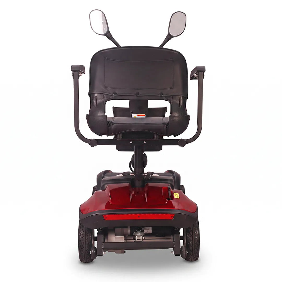 Vista trasera del scooter eléctrico con batería de 12Ah que ofrece hasta 20km de autonomía dortomedical