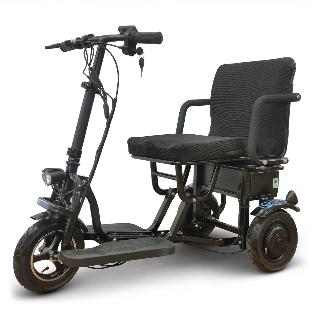 Scooter eléctrico de movilidad y accesibilidad con plegado sencillo para facilitar el almacenamiento dortomedical