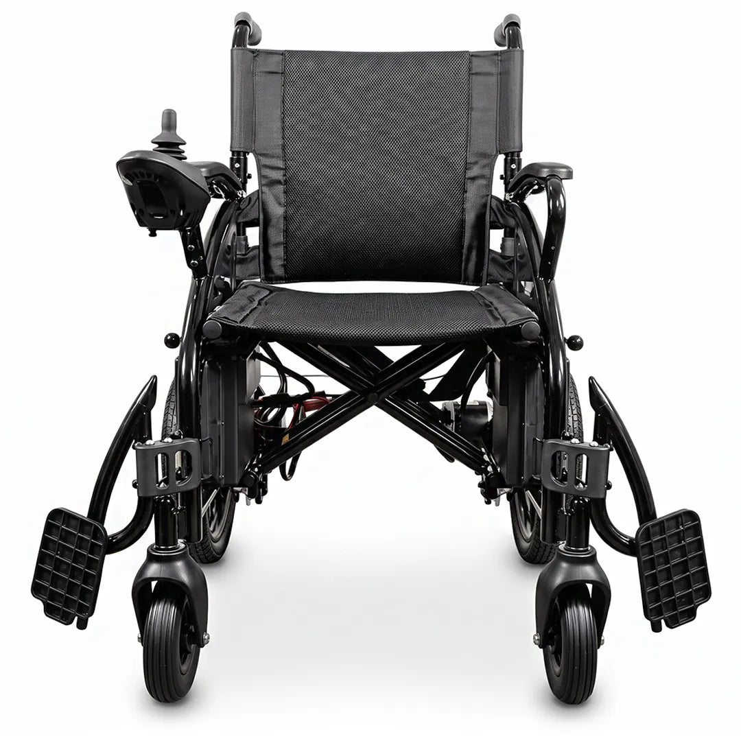 Silla de ruedas eléctrica SIRA con reposabrazos abatibles para facilitar el acceso dortomedical