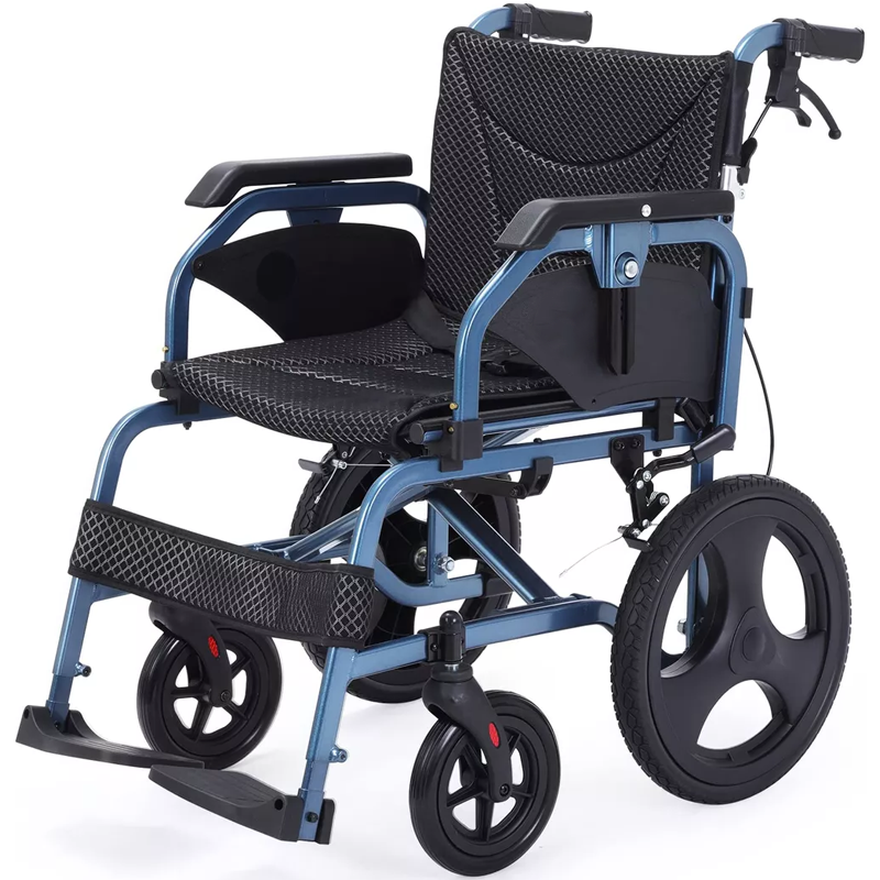 Silla de ruedas de aluminio ligera (13 kg) con tapicería de nylon acolchada, transpirable y lavable para mayor confort e higiene dortomedical