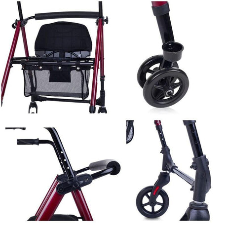 Andador con Asiento y Freno de Presión Plegable