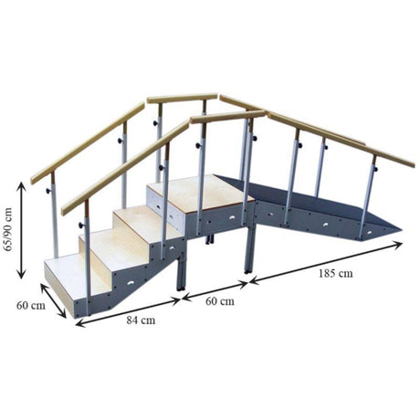 Escalera con Rampa 3, 4 y 5 Escalones y Pasamanos Fijo o Regulable