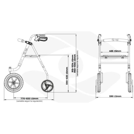 Andador con Ruedas Grandes Delanteras Todoterreno con Asiento y Plegable