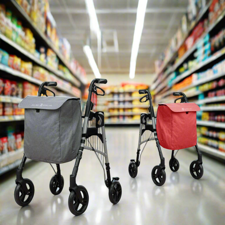 Andarilho com Assento Regulável em Altura Acolchoado + Bolsa de Compras XL
