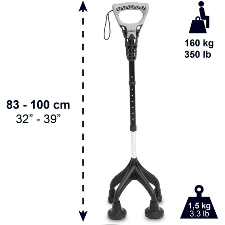 Bengala de 4 pernas com altura ajustável