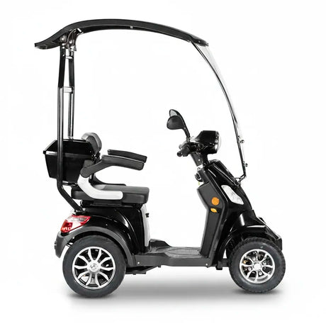 Vista lateral del scooter eléctrico con retrovisores para una conducción confiable y segura dortomedical