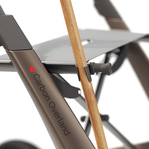 Plano detalle de la colocación de pieza del portabastón para andadores Carbon Overland y Nordic Pioneer de Dortomedical