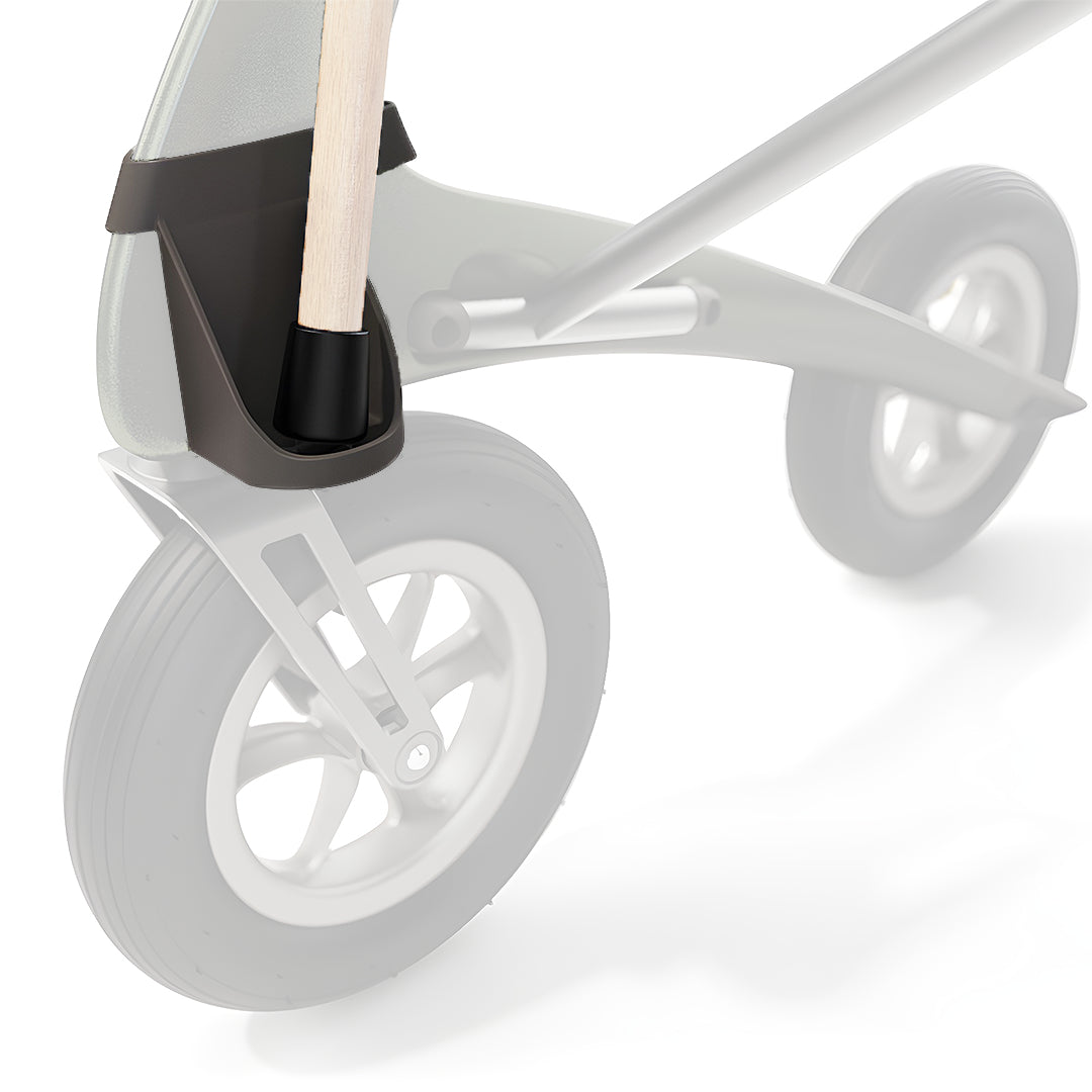 Plano detalle de la colocación de la pieza bajera del portabastón para andadores Carbon Overland y Nordic Pioneer de Dortomedical