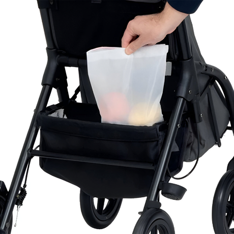 Carrinho de compras com andarilho Playcare R05, assento e design rebatível.