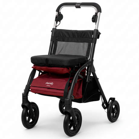 Carrinho de compras com andarilho Playcare R05, assento e design rebatível.