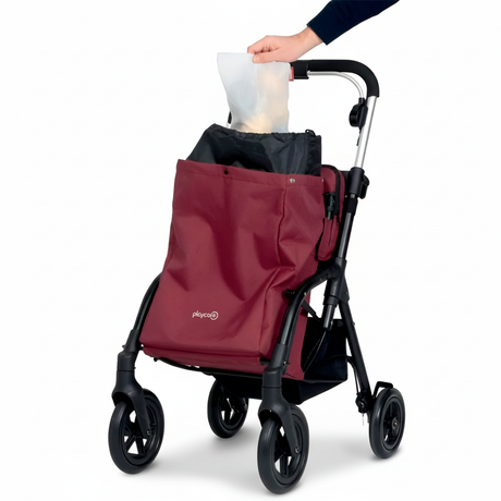 Carrinho de compras com andarilho Playcare R05, assento e design rebatível.