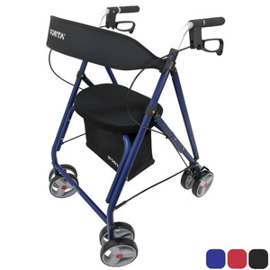 Andador dobrável de alumínio DRAKON 2 com rodas giratórias duplas FORTA