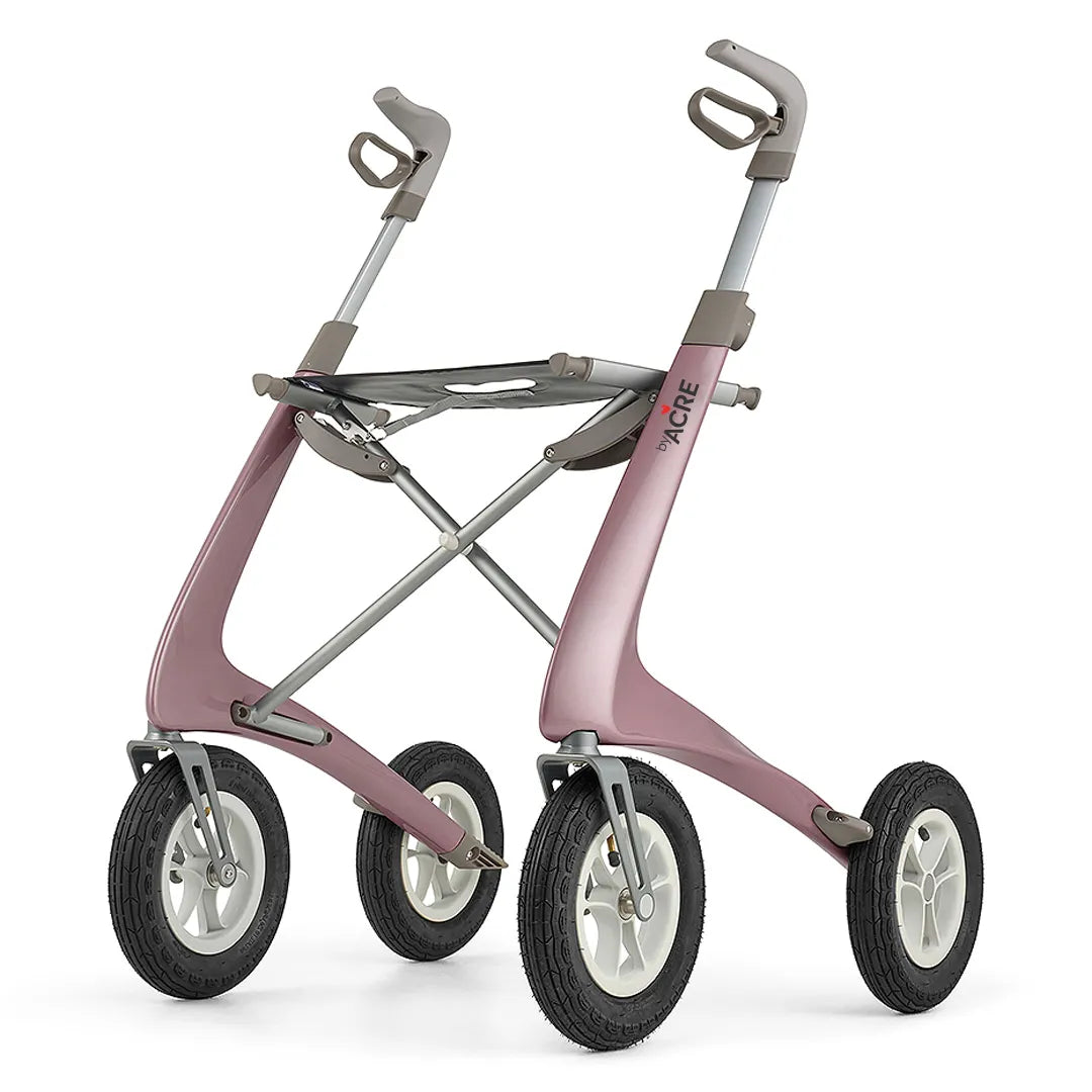 Andador moderno disponible en cuatro colores metalizados para un estilo personalizado y elegante de Dortomedical.