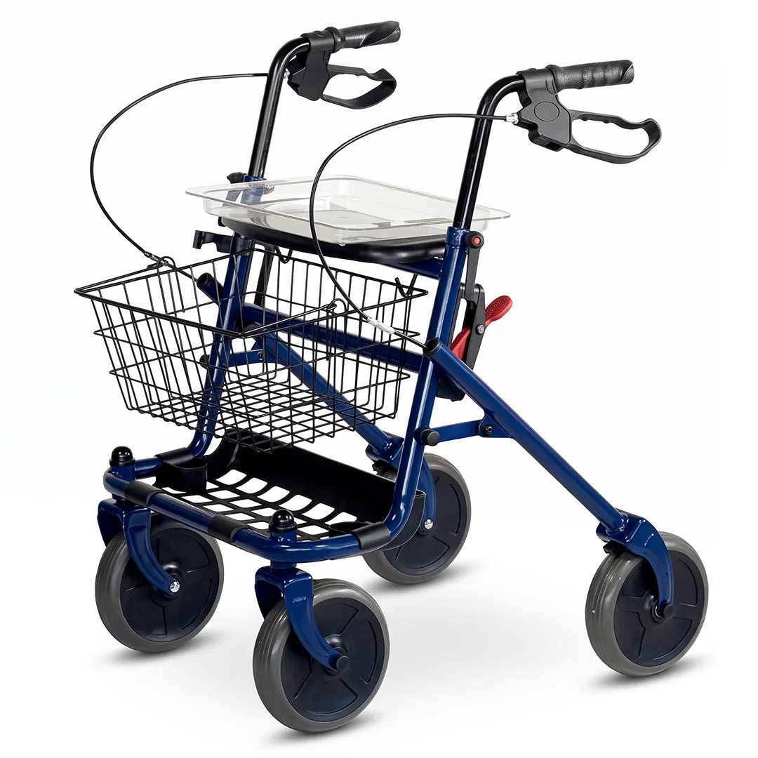 Andador plegable con asiento y cesta incluidos y medidas súper estrechas dortomedical