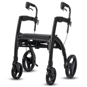 Modelo negro del andador plegable compacto de 31 cm de ancho ideal para guardar en el coche o viajar en avión dortomedical