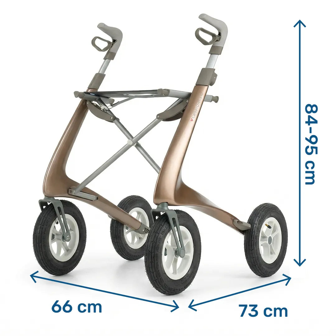 Andador plegable con funda de transporte con asa ideal para llevar de viaje cómodamente de Dortomedical