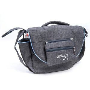 Vista de la bolsa para manillar azul compatible con la silla PCI Grizzly dortomedical