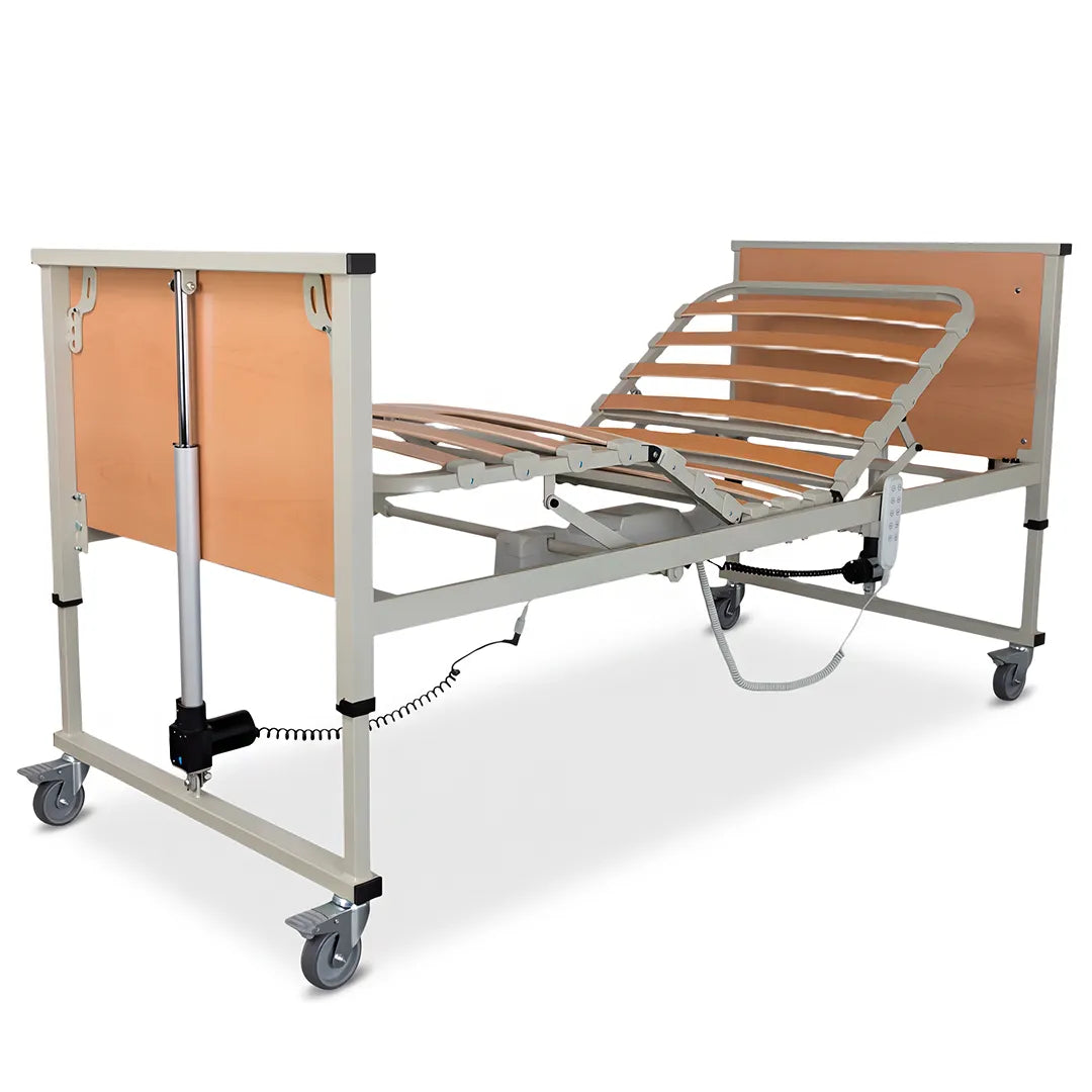 Cama articulada elevable y plegable Triumph que facilita el almacenamiento dortomedical