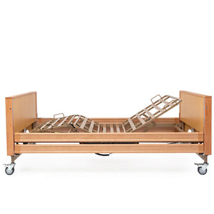 Vista lateral de la cama articulada con elevación de cuatro planos articulados para ajustar la posición al usuario dortomedical