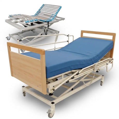 Cama ortopedica con ruedas de freno independiente para lograr una fijacion segura en el dormitorio dortomedical