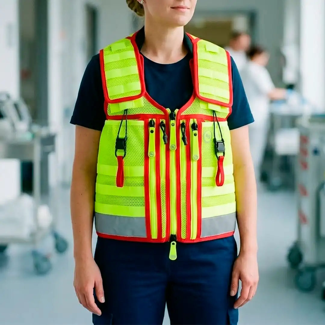 Refuerzos antiabrasión en chaleco reflectante técnico para una máxima durabilidad en entornos hostiles dortomedical