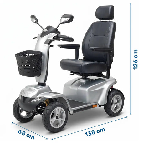 Dimensiones del scooter eléctrico con autonomía de hasta 40 km para realizar trayectos largos dortomedical