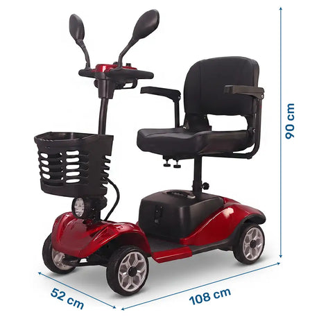 Dimensiones del scooter eléctrico con batería extraíble Rodavia que ofrece facilidad de carga dortomedical