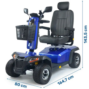 Dimensiones del scooter eléctrico potente con motor de 1400 W para una conducción firme y eficiente dortomedical