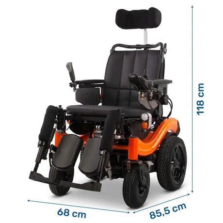 Dimensiones de la silla eléctrica Calabria 5 con freno electromagnético para una mayor seguridad dortomedical