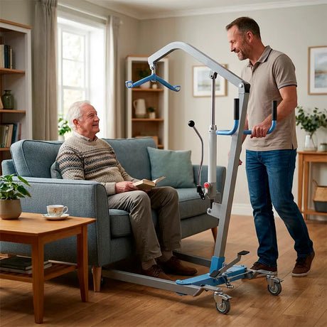 Grúa hidráulica con arnés con reposacabezas incluido para una mayor comodidad diaria dortomedical
