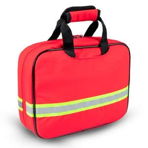 Maletín médico de gran capacidad con tarjetero y zona de velcro frontal en el exterior, ideal para clasificar el equipo sanitario fácilmente dortomedical