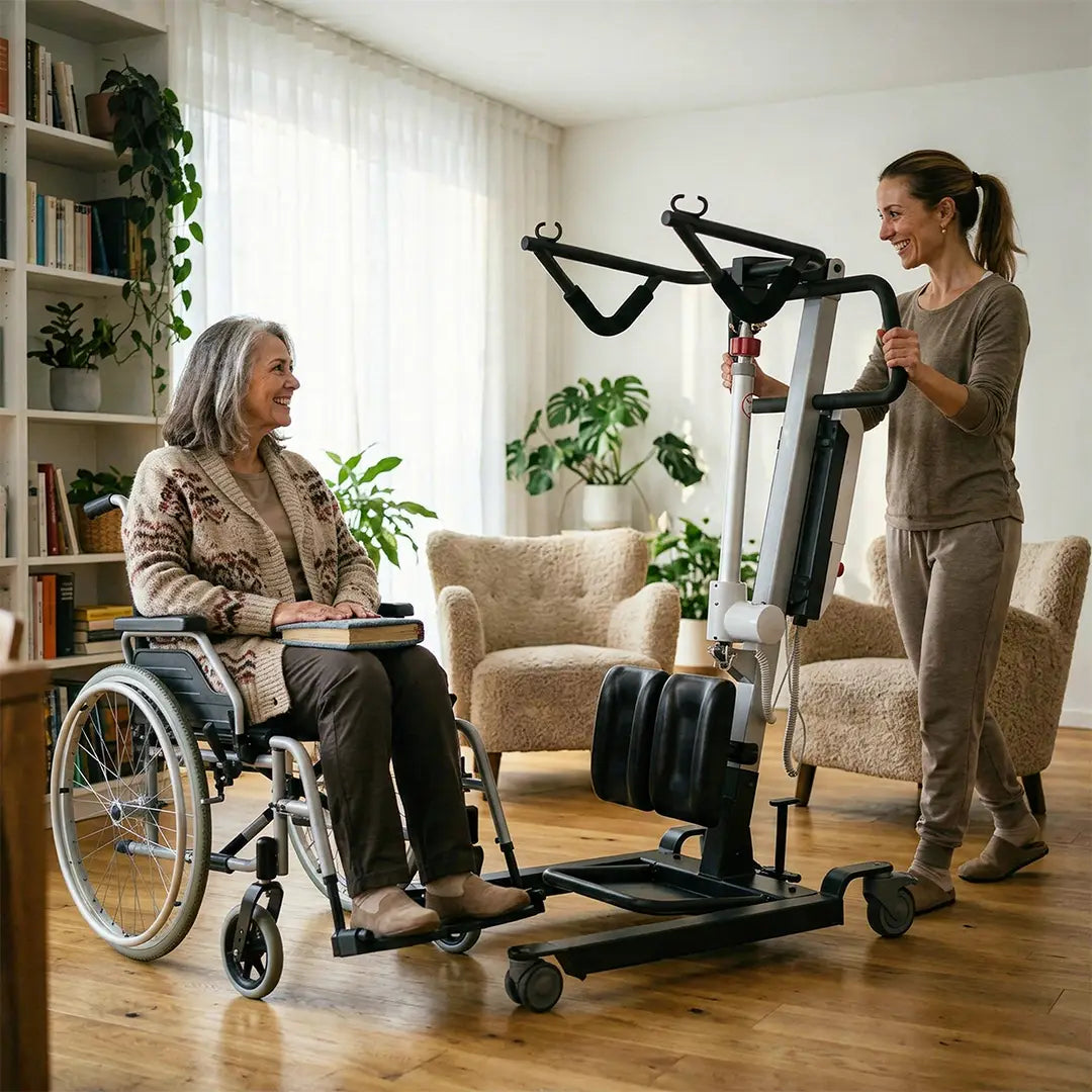 Máquina levantapersonas de bipedestación para un esfuerzo mínimo dortomedical