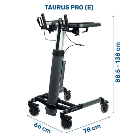 Medidas del Andador Taurus Topro Eléctrico de estructura reforzada ajustado para un usuario alto manteniendo una postura de espalda recta dortomedical