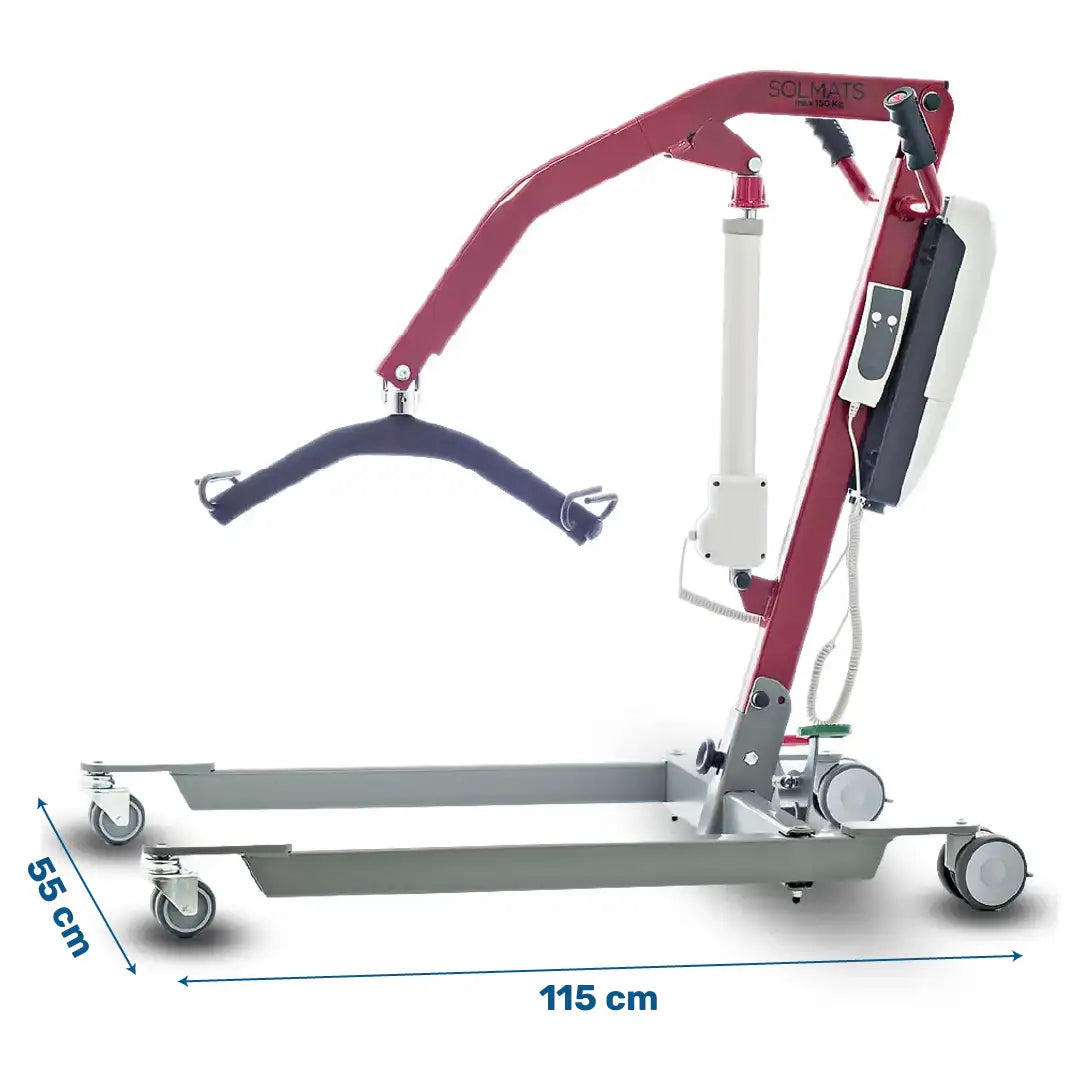 Medidas de la grúa de bipedestación y traslado plegable cómodo almacenamiento dortomedical