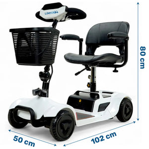 Medidas del scooter eléctrico de velocidad máxima de 6km que ofrece seguridad dortomedical