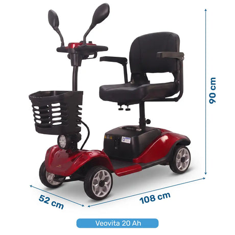Medidas del scooter eléctrico Veovita de movilidad y accesibilidad disponible en dos modelos dortomedical