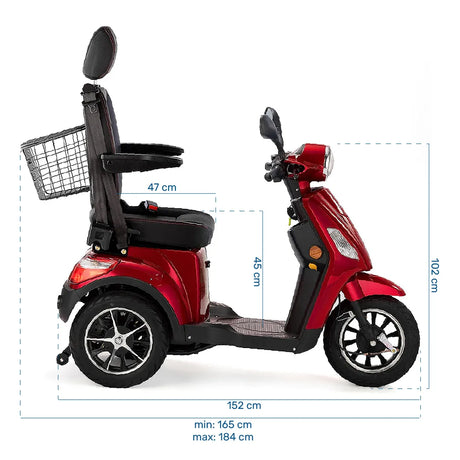 Medidas del scooter para movilidad reducida con asiento ajustable para un mayor confort en la conducción dortomedical