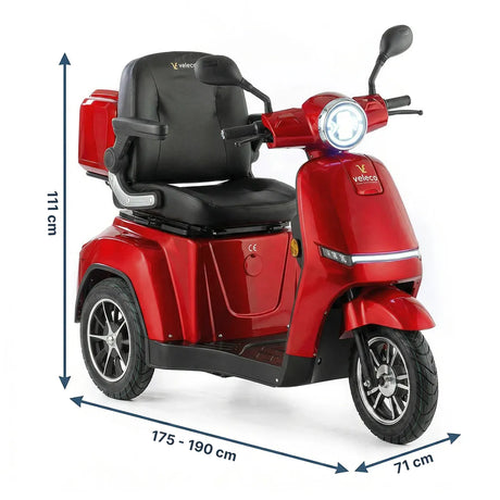 Medidas de la Moto eléctrica con capacidad para superar pendientes de hasta 17 grados con total solvencia de Dortomedical.
