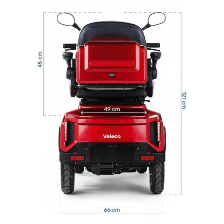 Moto scooter eléctrica de 4 ruedas que ofrece máxima estabilidad en desplazamientos para personas mayores de Dortomedical