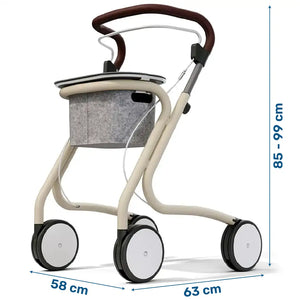 Medidas del Rollator de diseño danés elegante que combina estética moderna y funcionalidad avanzada dortomedical