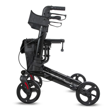 Vista lateral del rollator plegable Magnum con sistema ultracompacto de 24 cm para maleteros Dortomedical