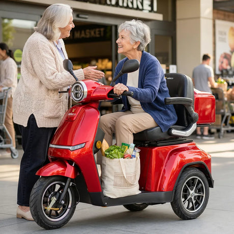 Scooter de 3 ruedas con neumáticos de 10 pulgadas adaptables a todo tipo de terrenos de Dortomedical