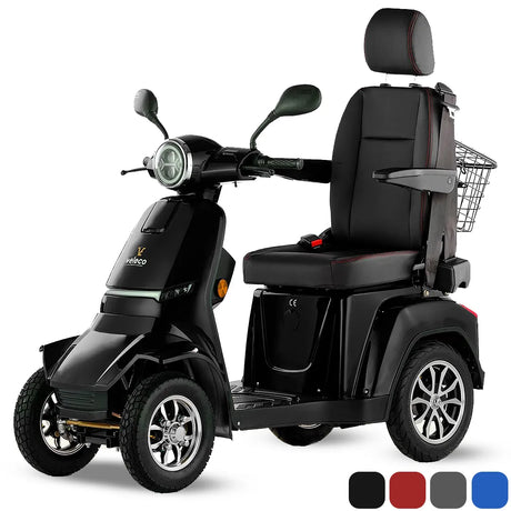 Scooter de 4 ruedas equipado con cinturón de seguridad para evitar caídas y desequilibrios de Dortomedical