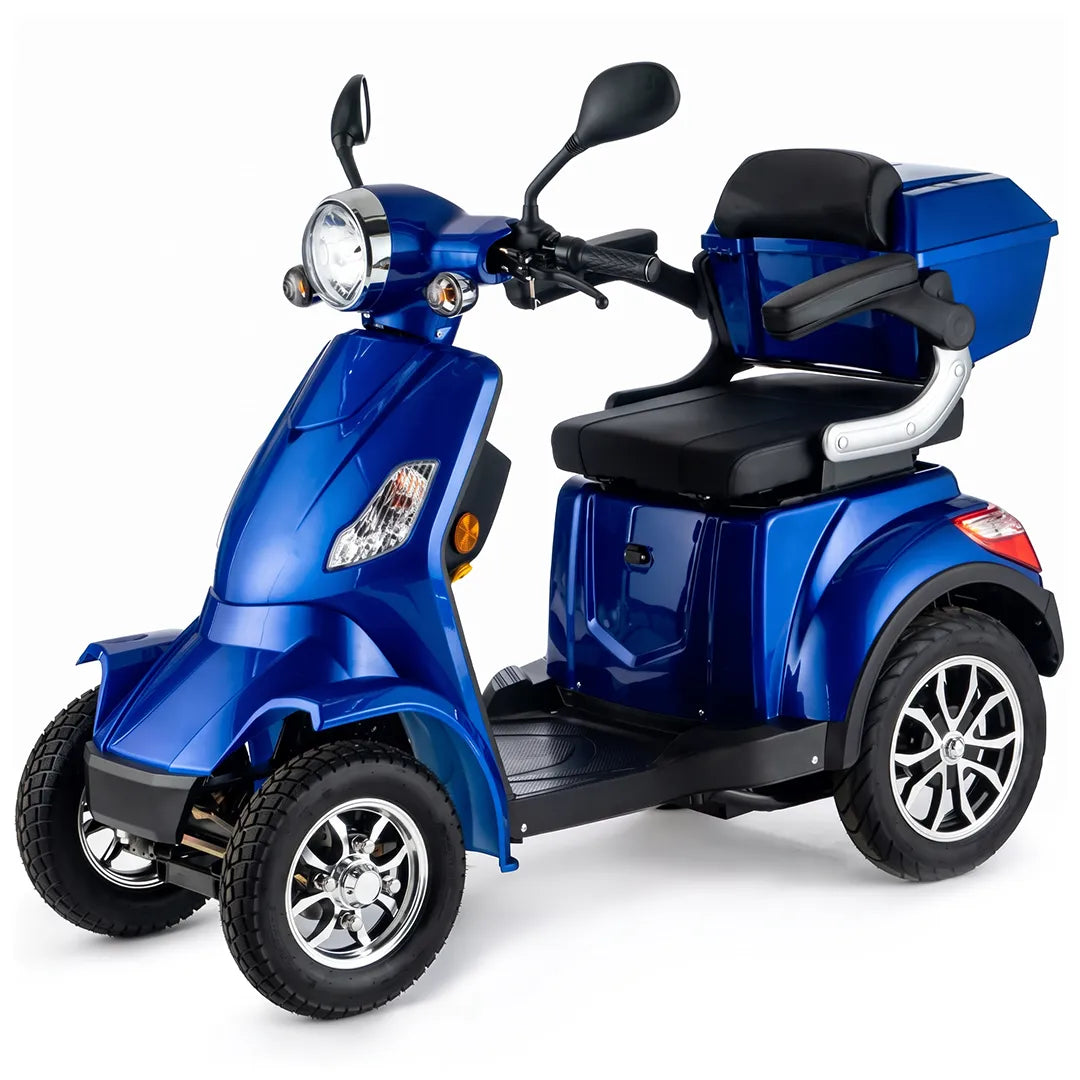 Scooter eléctrico con cuatro ruedas que ofrece una mayor estabilidad y seguridad al usuario dortomedical
