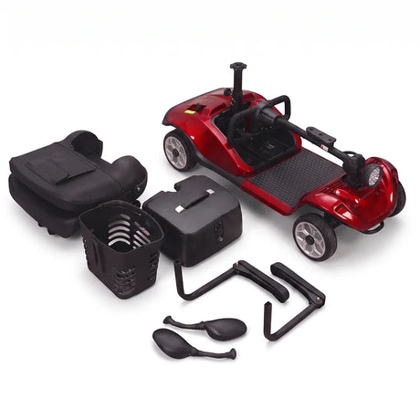 Piezas desmontadas del scooter eléctrico con asiento giratorio de 360 grados para facilitar el acceso y la salida dortomedical