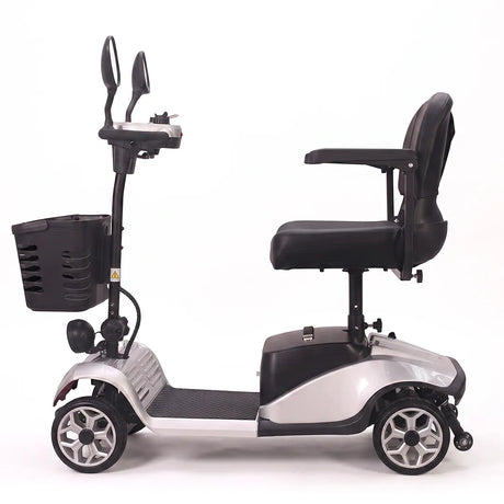 Vista lateral del scooter eléctrico con autonomía de hasta 35 km para desplazamientos diarios dortomedical